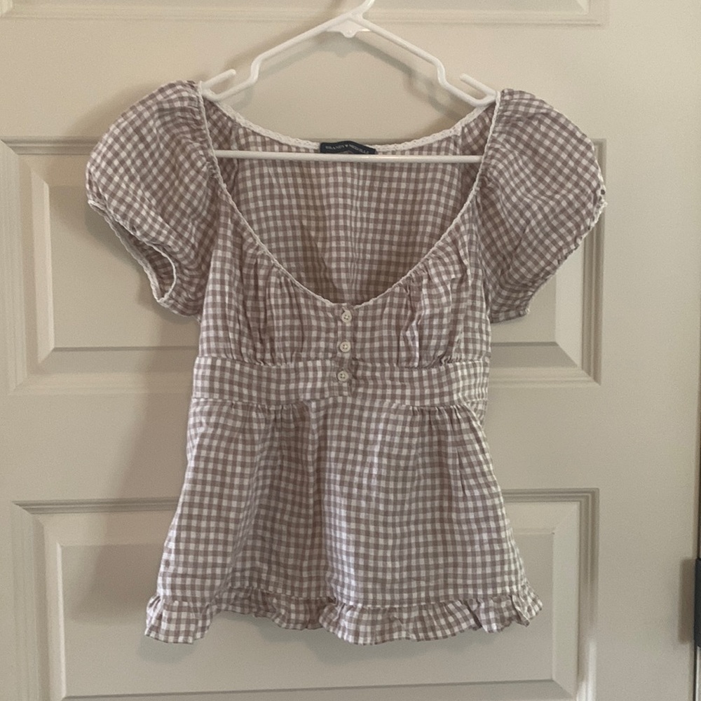 brandy melville brown plaid blair top